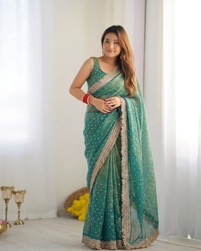 Shimmer organza silk saree - organza,
