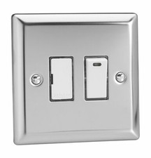 Varilight XC6NW Classic Mirror Chrome 1 Gang 13A Switched Fused Spur + Neon