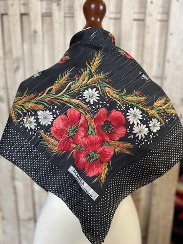 Black spot square scarf with