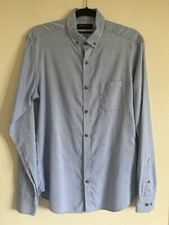 Men's Ventuno 21 (Moss Bros) Blue Slim Fit Shirt Size 15.5inch Collar Used 