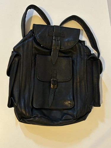 Vintage black leather backpack