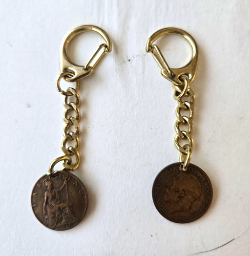 Farthing coin keyrings - coin,