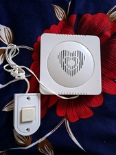 Wired Door Bell Chime Speaker Battery Operated, White Push Button.