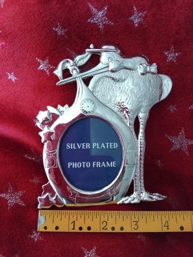 Silver plated stork baby - silver,