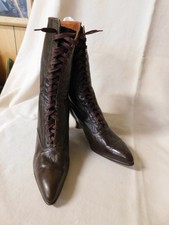 Antique PATTERSON Brown Granny Boots Lace Up Size 8 Damage!
