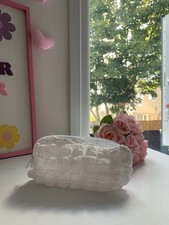 White Soft Textured Pencil Case Pouch | Cute Aesthetic Stationery Makeup Bag