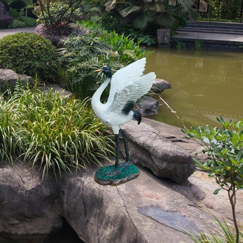 Garden statue miniature crane - miniature,