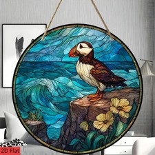 Puffin on Cliff with Waves and