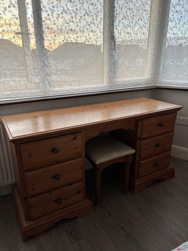 Solid pine wood dressing table - pine,