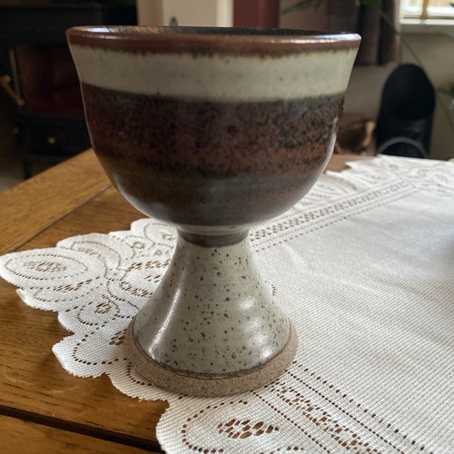 Stoneware goblet with speckled - stoneware,
