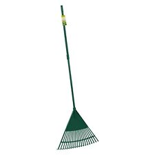JVL Garden Lawn Leaf Rake with Telescopic Handle - Green