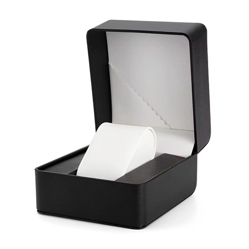 Black leather watch box - black,