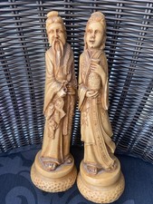 Wooden Resin Asian Figurine Statue Ornament Home Garden Decor Art Sculpture