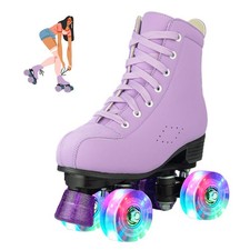 Girls Roller Skates for Women, Microfiber Leather and Flash Wheels Purple Rol...