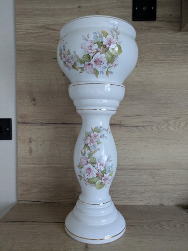Vintage white ceramic floral - white,