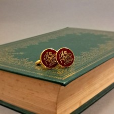 Roman Round style design Vintage cufflinks stainless steel gold plated LL-103