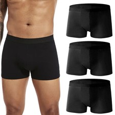 3PCS Black Mens Boxer Shorts Trunks, Comfort Fit Boxers Mens Underwear UK