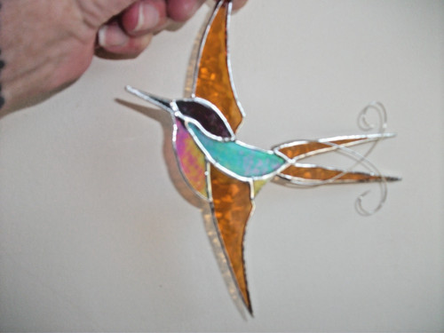 Stained glass swallow - glass,