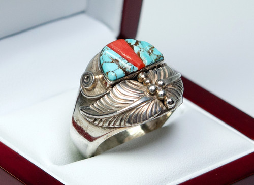 Silver vintage men ring - -,