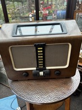Mid century HMV 1117 table tabletop walnut veneer encased valve radio - works