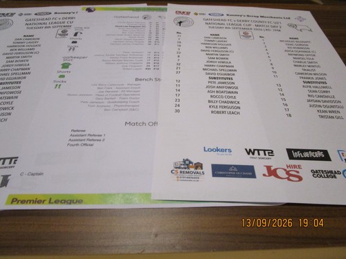 Gateshead derby county - derby,