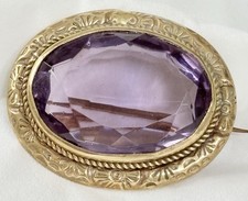 Victorian Beautiful Pinchbeck & Amethyst Brooch