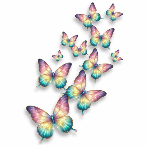 Rainbow butterflies vinyl - rainbow,