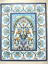 24" x 30" Hand Painted Ceramic tile art Mosaic wall mural Panel Floral BACKSPLAH