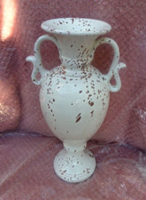 Large Decorative unique Amphora style vase Terracotta  vase - Whitewash glazed