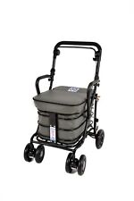 SHOPPER TROLLEY WITH SEAT AND ARMRESTS - GREY (BLACK FRAME)
