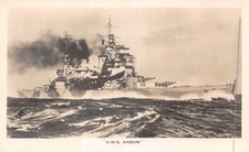 SHIPPING POSTCARD H.M.S ANSON
