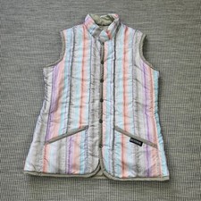 Vintage Lavenham Gilet Jacket Size Medium Pink Blue Stripe Reversible Bodywarmer