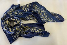 Blue Ivory Leaf Satin Paisley