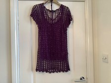 ladies Bon Marche crochet top with camisole vest under and belt size small
