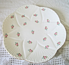 ANTIQUE SHELLEY LATE FOLEY CAKE / SANDWICH PLATE PINK ROSEBUD PATTERN
