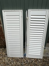 Pair white wooden - of, shutter