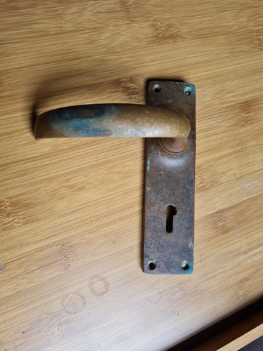 Brass door handle one single - brass,