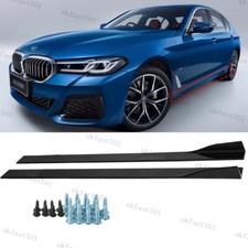 86.6" Gloss Black For BMW 5 Series 520i 530d Side Skirts Extension Rocker Panel