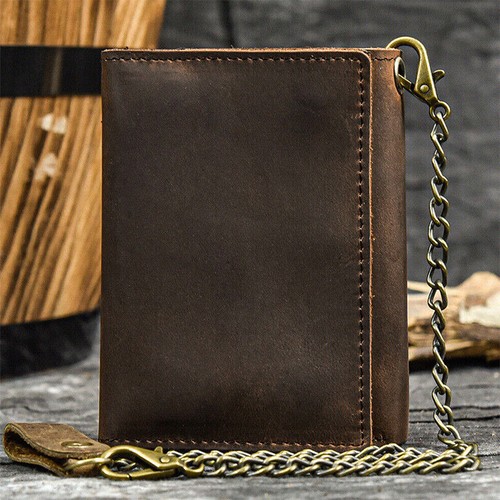 Men leather tri - leather, tri-fold