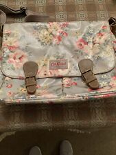 Cath Kidston Floral Fabric Satchel Cross Body Bag Grey Large Pockets Adjustable