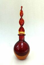 MURANO  VENETIAN  SOMMERSO  SEGUSO  RED  AMBER  ART  GLASS  BOTTLE  VASE