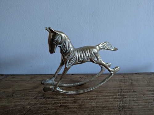 Vintage brass rocking horse - vintage,