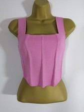 BNWOT PRIMARK Size S (UK 10) Pink Corset-Style Fitted Vest Tank Top