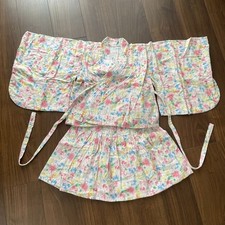 Handmade Japanese Children Yukata Girls 120cm Double Gauze Pink Flower Pattern