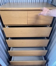 IKEA MALM 6-DRAWER TALLBOY CHEST GU15 in Oak Veneer – GOOD CONDITION RRP £129