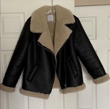 MNG Black Beige Faux Shearling