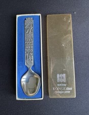 Konge Tinn Norwegian Pewter Decorative Spoon Ornate Handle