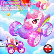 Remote Control Car Unicorn Toys for Girls, Pink 360° Rotating 4WD Stunt RC Cars