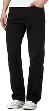 Mens Straight Leg Denim Jeans Black Regular Fit Basic Casual Work All Waist Size