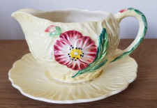Carlton Ware Cream poppy Creamer + saucer Handpainted Made in England Vintage